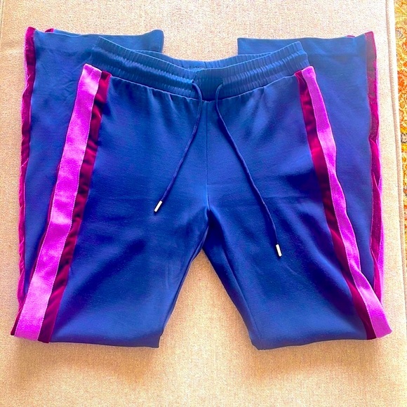 Sandro Paris Navy Joggers | Satin | Side Stripe Pants | Size S | Luxe Athleisure - Picture 4 of 7